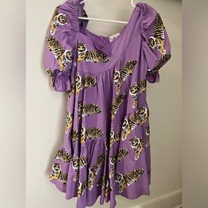 QUEEN OF SPARKLES purple tiger dress